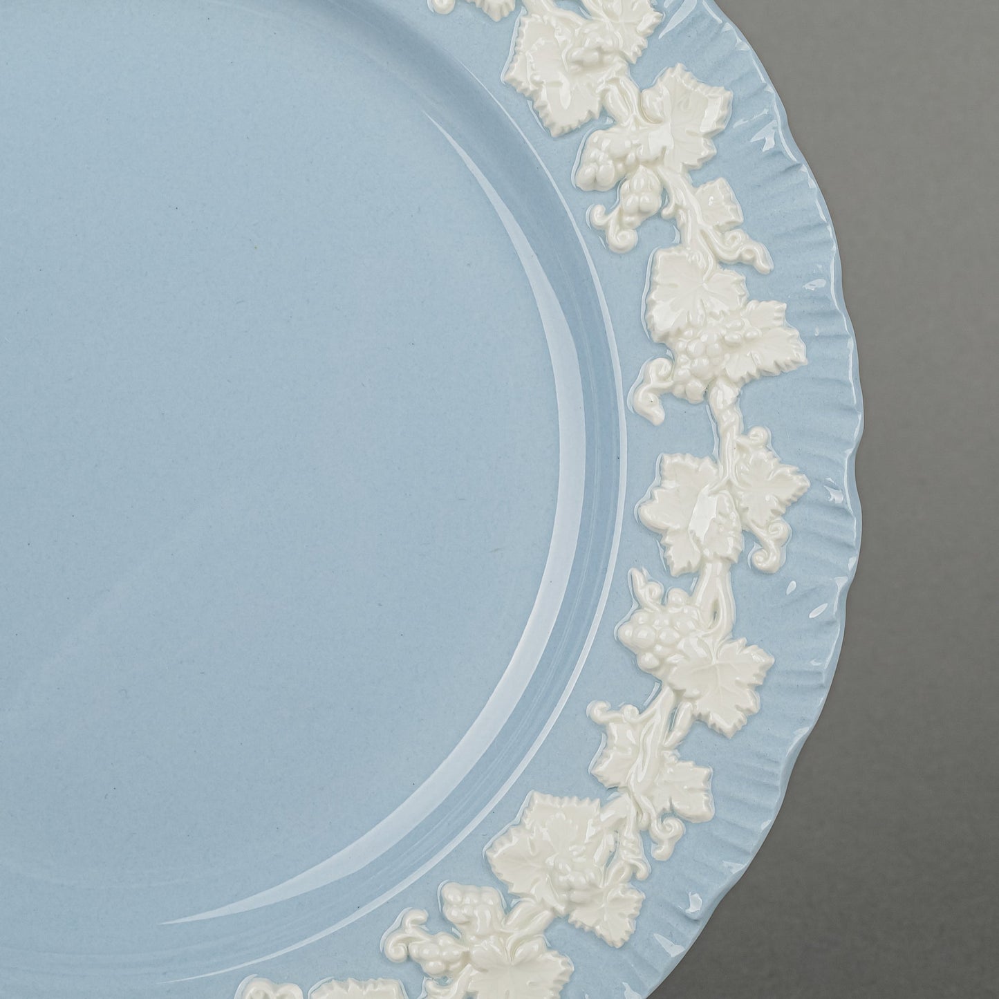 WEDGWOOD White On Blue Embossed Queens Ware Salad/Dessert Plates
